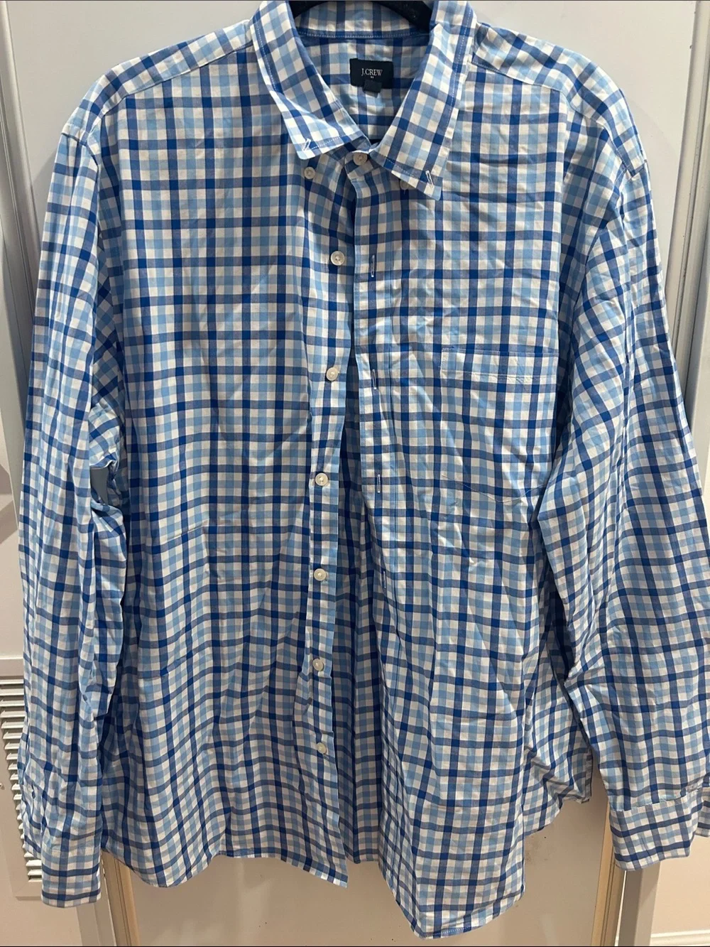 J. Crew Blue and White Plaid Button-Down Shirt
